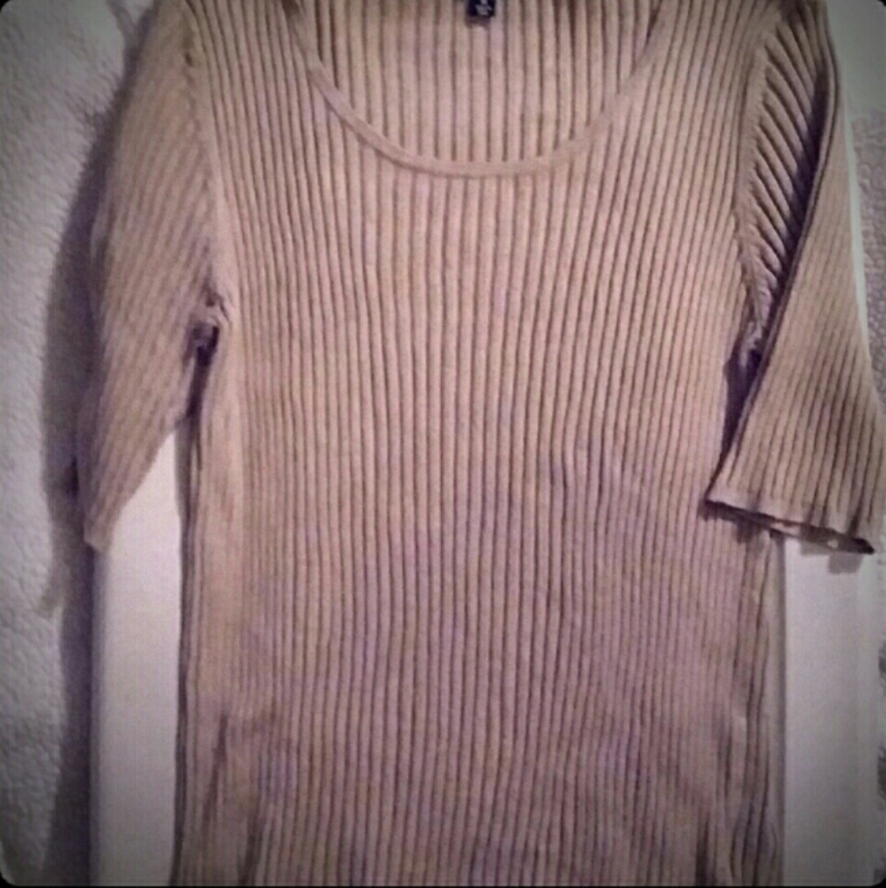 Gold George 3/4 Sleeve Ribbed Top Size 20